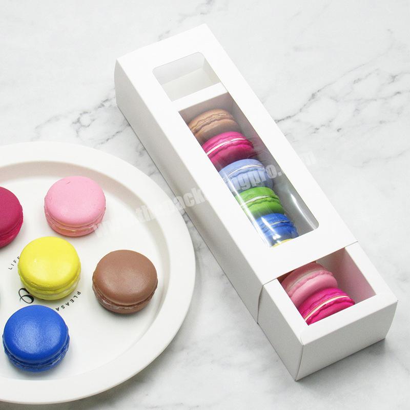 Small Eco Packaging White French Cake Macaron Display Packing Boxes with Clear Window Top