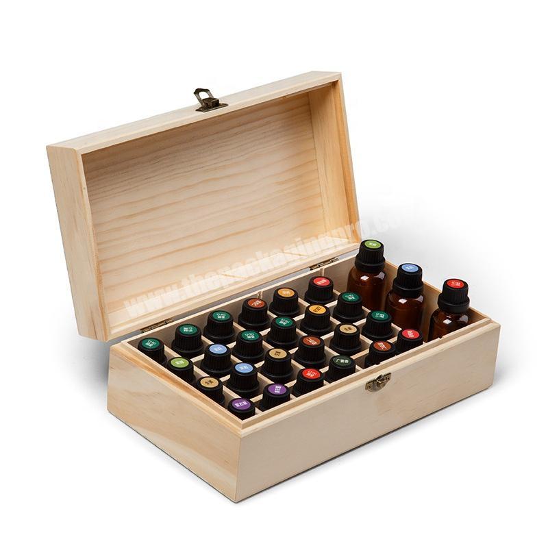 Small MOQ hinged wood box with dividers for oil bottle packing
