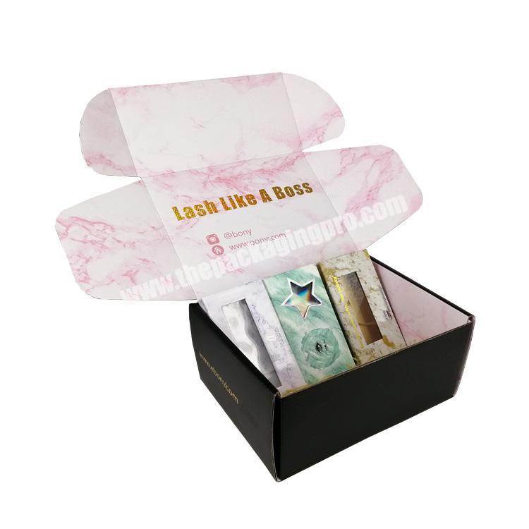 Strong Carton Cardboard Cosmetic Eyelash Marble Corrugated Custom Shipping Box Mailers Printing