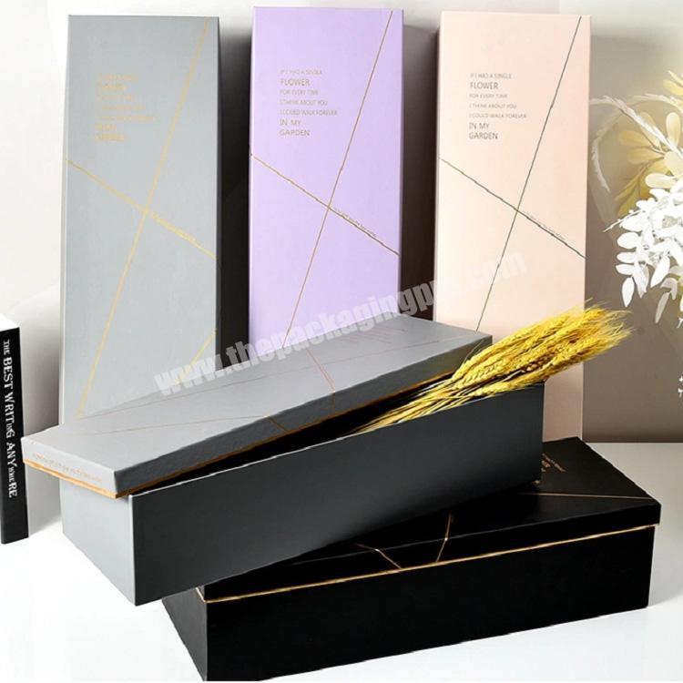 Sturdy cardboard wholesale valentine gift flower box luxury personalized design colorful long flower cardboard box