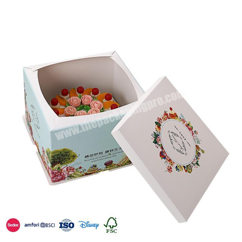 The Lowest Price Spot Square pastoral design with white cover waterproof Ribbon design box cake packaging