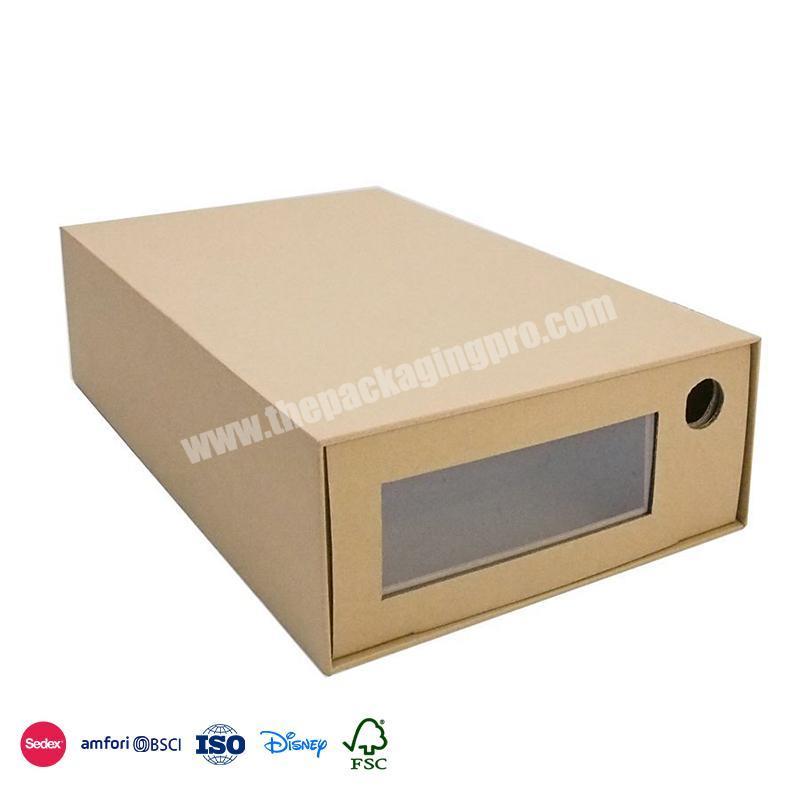 Top Selling Yellow side window design with small ventilation holes drawer box packaging gift box for shoes