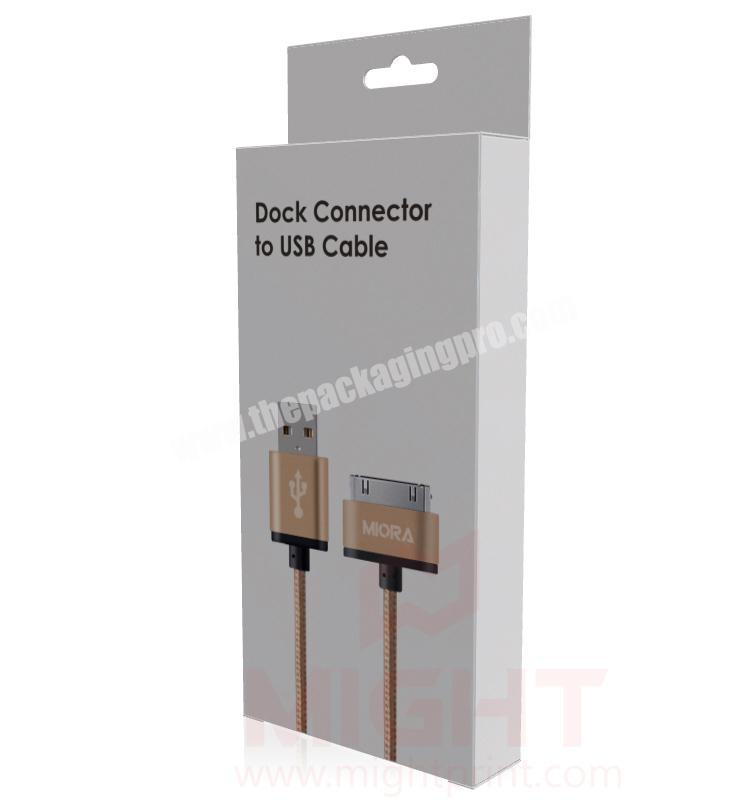 USB Cable Paper Packaging Boxes With Hanging Hole