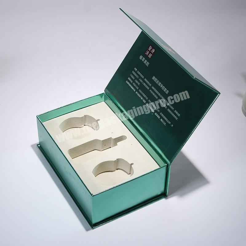 UV printing metallic paper rigid box with white EVA foam insert for perfume and cosmetics