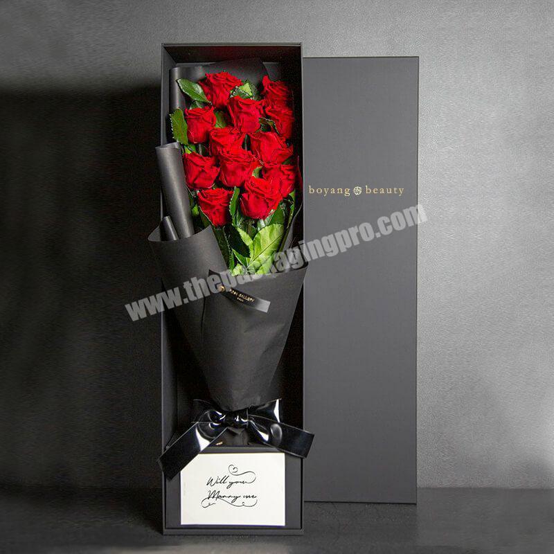 Valentine's Day Roses Packaging Box Long Rectangle Gift Flower Roses Boxes Bouquets Custom factory