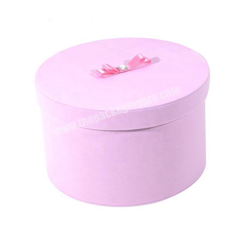 Valentine's Day cylindrical flannel packing gift box bow ribbon flip flower box
