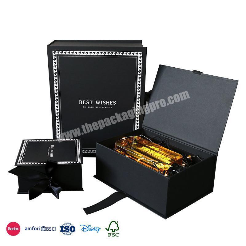 Welcome To Inquiry Price High quality black with white edging design with sturdy hand strap book shaped box