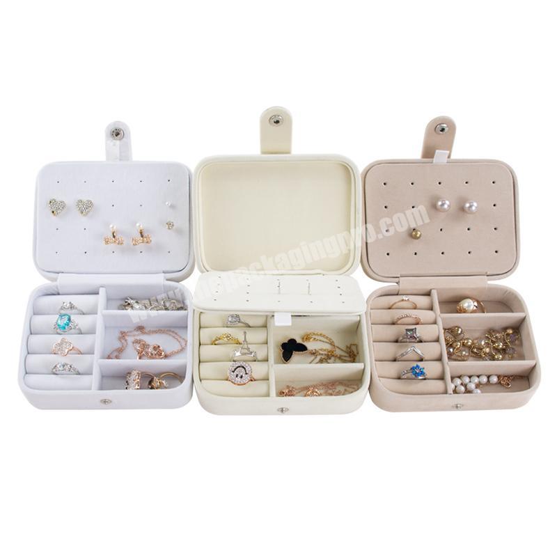 White Khaki Yellow Mini Rectangular Soft Suede Ring Earring Necklace Jewelry Box Portable Travel Jewelry Joyeria Organizer Box