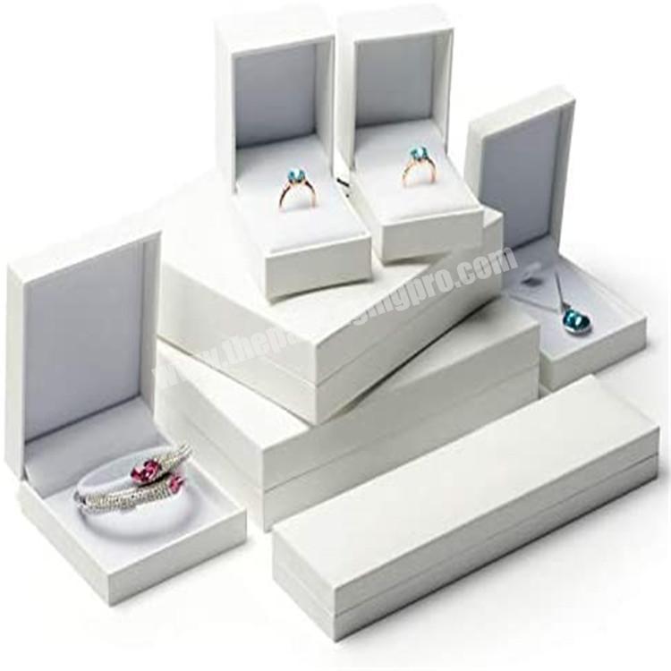 White color custom logo printing clamshell box handmade gift paper necklaces packaging box