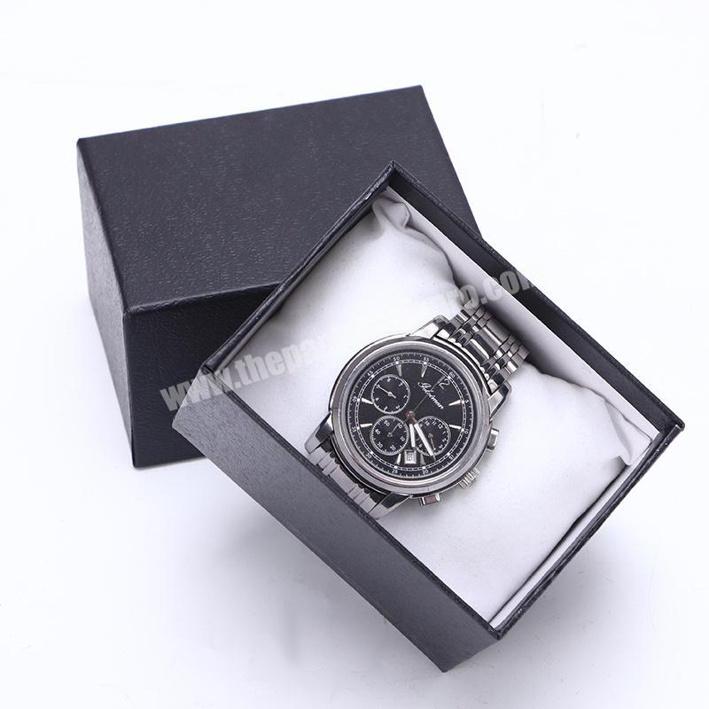 Wholesale 2 pieces lid and base boxes square cheap OEM custom paper black cardboard luxury watch box packaging