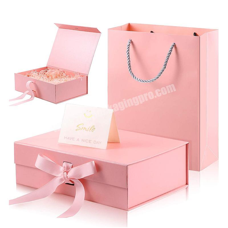 Wholesale 2022 Hot Selling Valentines Perfect Flower Packaging Magnetic Closure Foldable Paper Gift Boxes With Ribbon