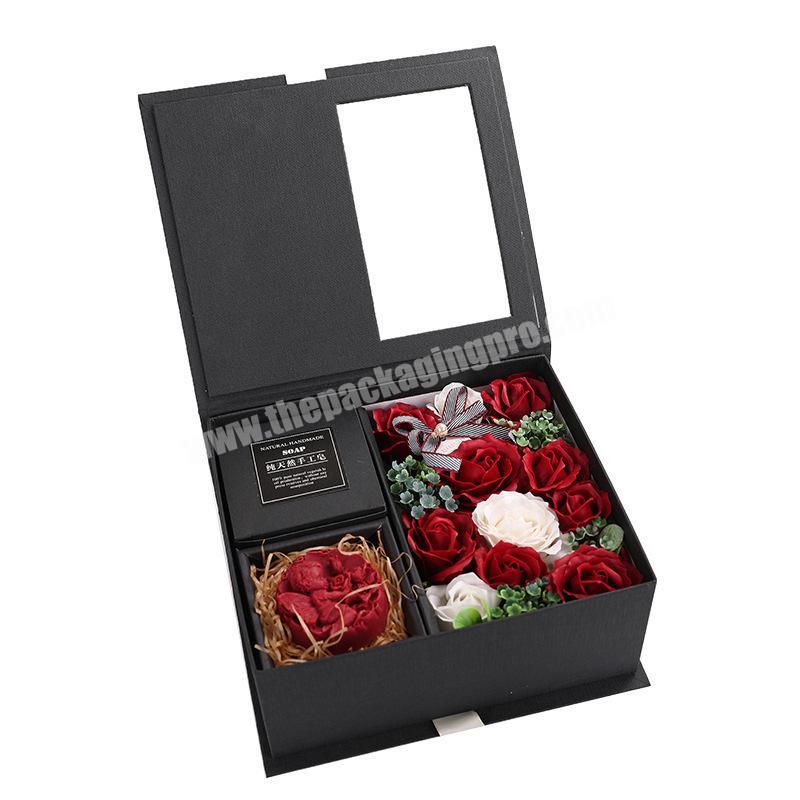 Wholesale Beautiful Square Custom Magnetic Cardboard Luxury Rose Round Flower Box With Logo Printing