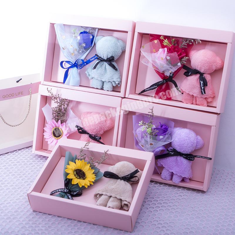 Wholesale Beauty Festival Gift Box High Quality Custom Paper Packaging Box With Towel Rose