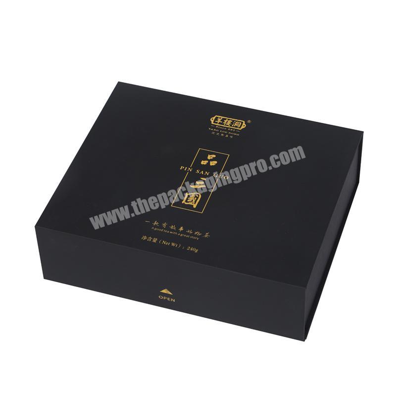 Wholesale Black Gift Magnetic Boxes Cheap Bronzing Packaging Box Closure Magnetic Cosmetics Packaging Box with Insert