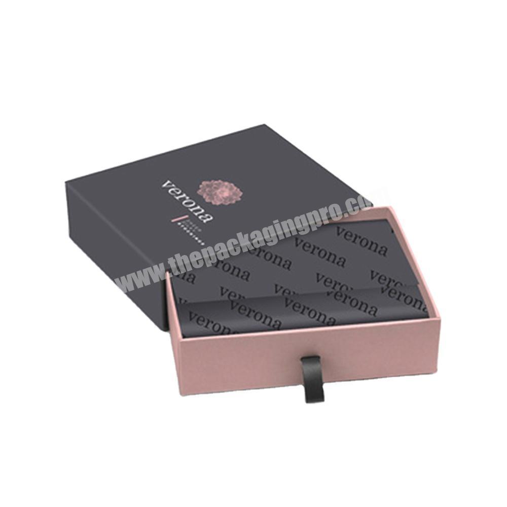 Wholesale Black Luxury Drawer Custom Paper Gift Jewelry Packaging Box With Logo Ribbon