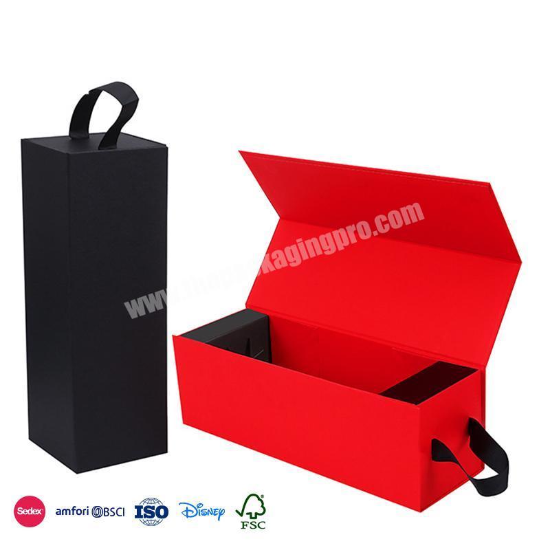 Wholesale Cheapest Price Custom Foldable Solid Color Single Bottle Portable Design wine paper folding box