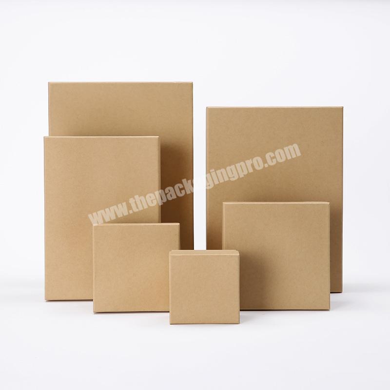 Wholesale Custom Color Square Top And Base Brown Kraft Hard Cardboard Paper Gift Boxes Set Boxes For Shopping Jewelry
