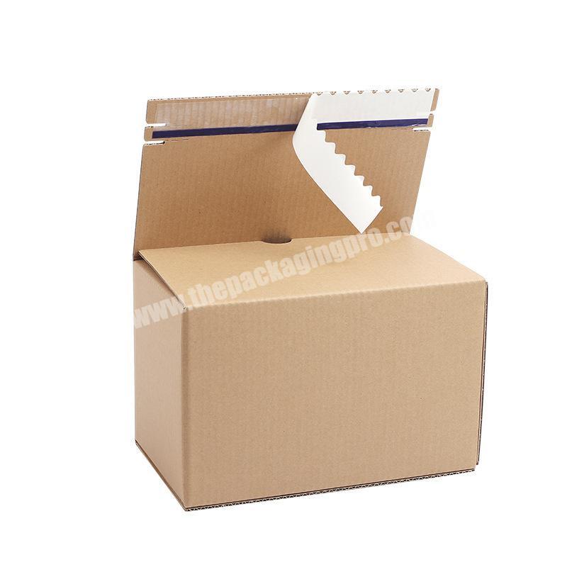 Wholesale Custom E Commerce Moving Medium Cardboard Box Easy Tear Paper Kit With Tape-free Open Zipper Corrugated Carton Box