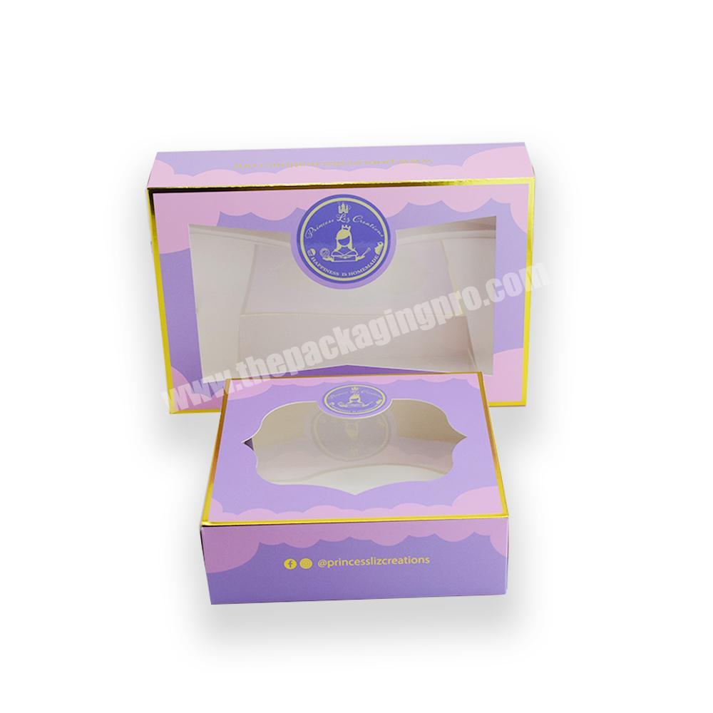 Wholesale Custom Food Grade Paper Puffs Packaging Food Box Take Away Cake Puffs Favor Boxes Packing Boxes with Window