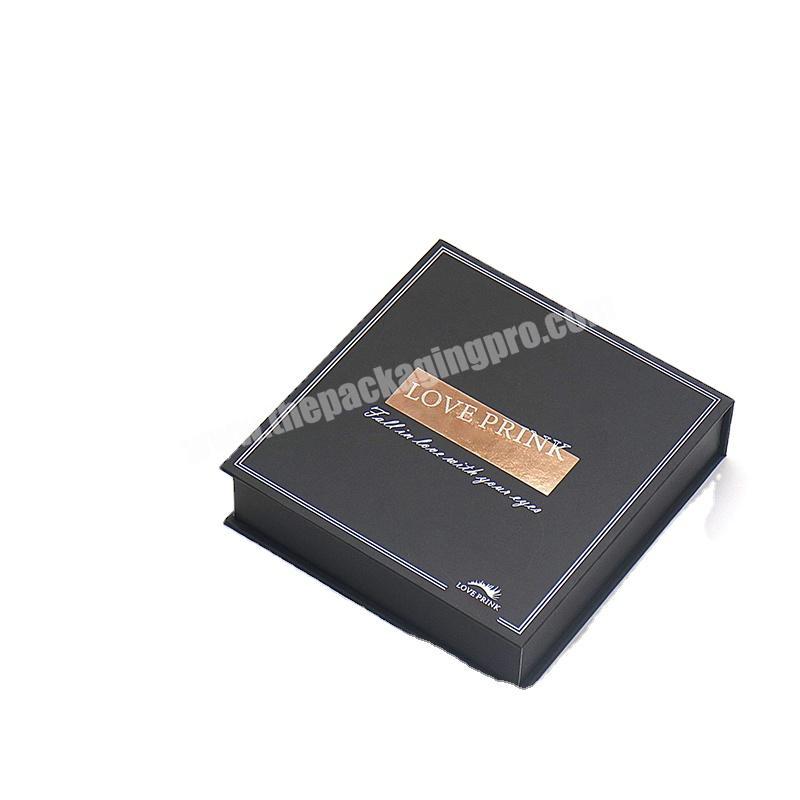 Wholesale Custom Logo Luxury Black Hot Stamping Flip Flop Cover Magnet Cardboard Package Gift Box With Inner Tray