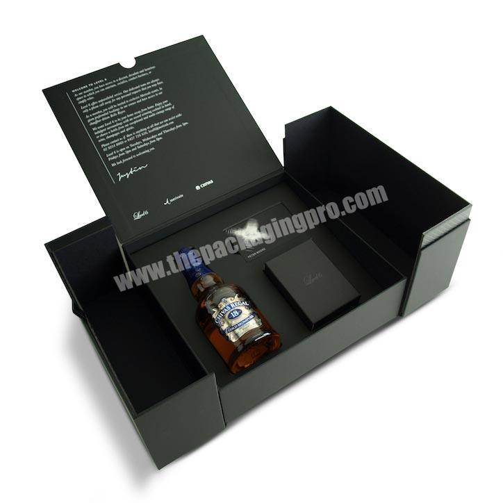 Wholesale Custom Logo Luxury Cardboard Magnetic Closure Gift Wine Bottle Whiskey Packaging Box