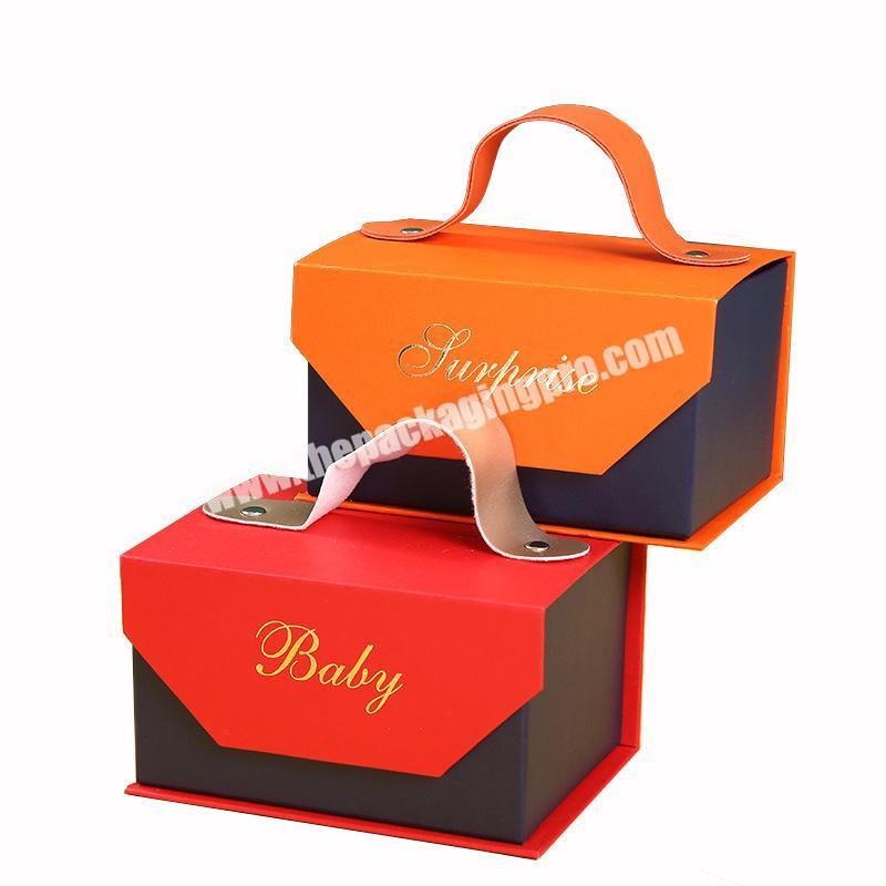 Wholesale Custom Logo Luxury Design Toy Clothes Packaging  Small Wedding Candy  Compostable Suitcase Gift Box With Handle
