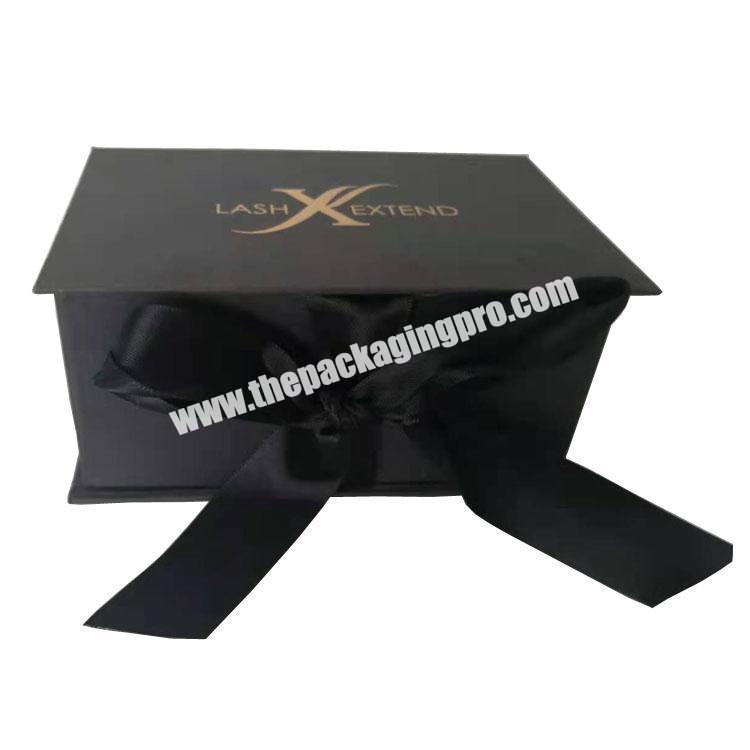 Luxury eco friendly custom book shape hard flip top black small folding paper box