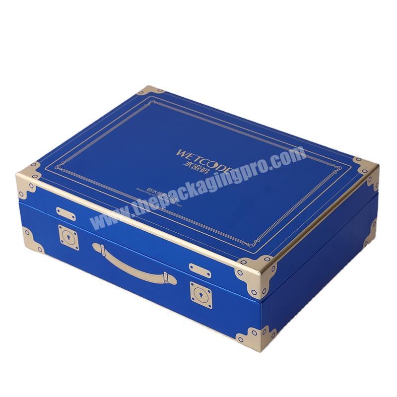 Wholesale Custom Logo Printing Luxury Blue Cardboard Paper Flip Top Gift Box Packaging For Make Up Clothing