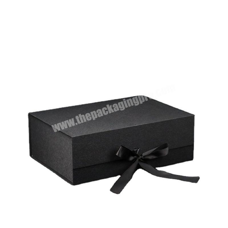 Wholesale Custom Rose Gold High-grade Bowknot Clamshell Carton Clothing Wig Hard Cardboard Packaging Gift Folding Box