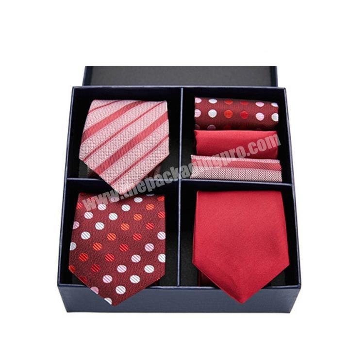 Wholesale Custom cardboard luxury matte black magnetic paper bow tie set packaging gift box