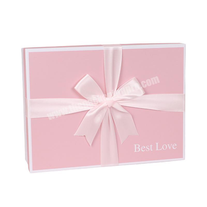Wholesale Customized Color High-end Ribbon Bowknot Top And  Base Small Cardboard Gift Boxes For Sweet Packing