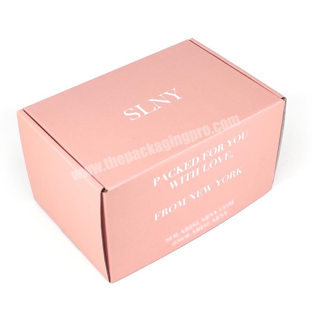 Wholesale E commerce mailer cardboard pink printed cosmetic shipping corrugated box small custom logo