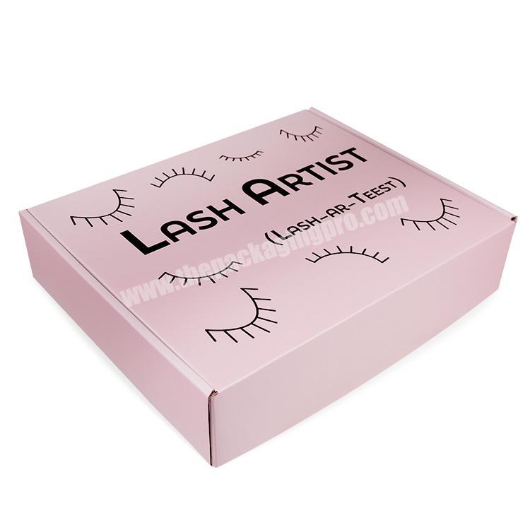 Wholesale Exquisite Customized  Gift Cosmetic Corrugated Pink Shipping Eyelash Packaging Paper Box