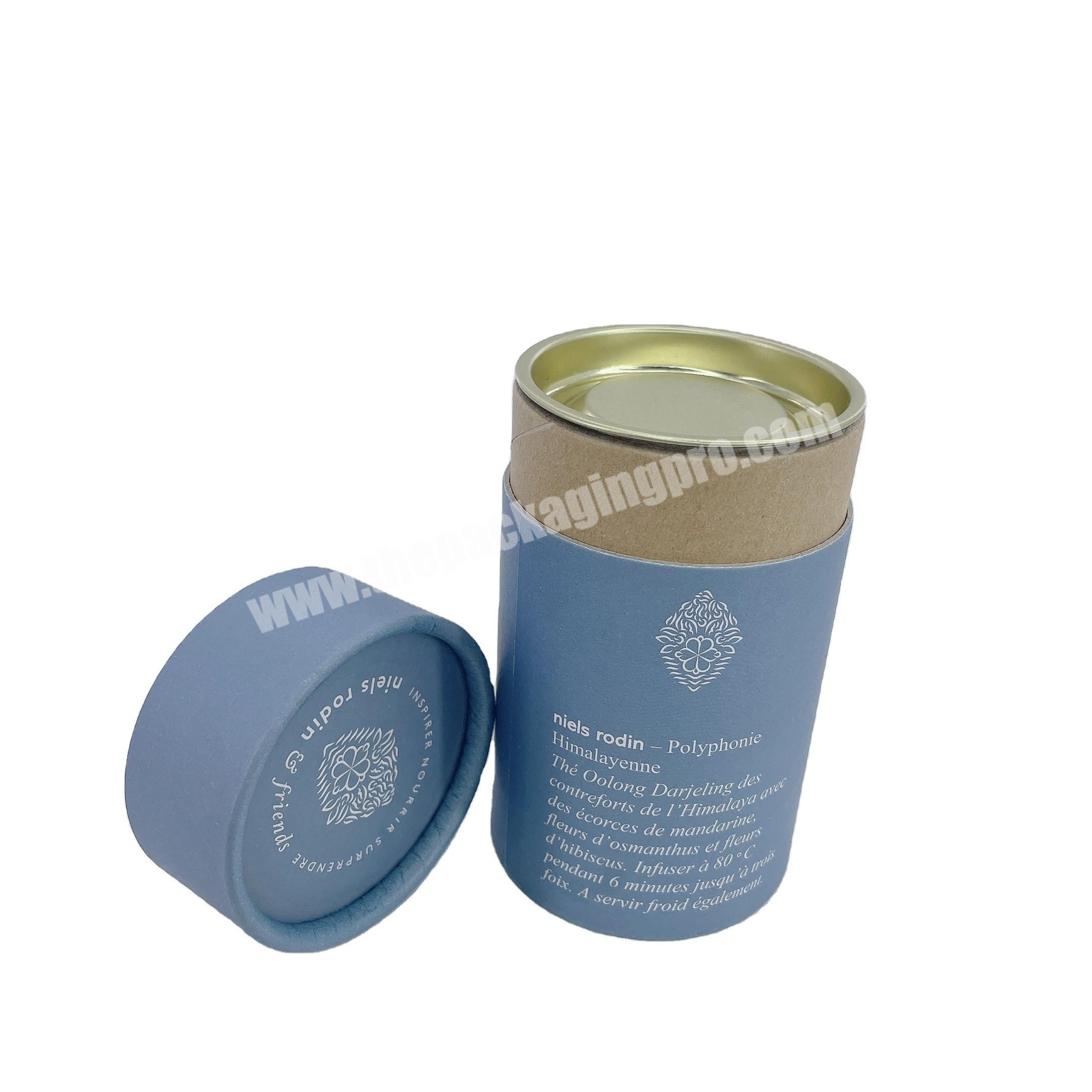 Wholesale Food Grade Paper Round Tea Canister Coffee Paper Tube Packaging With Metal Lid