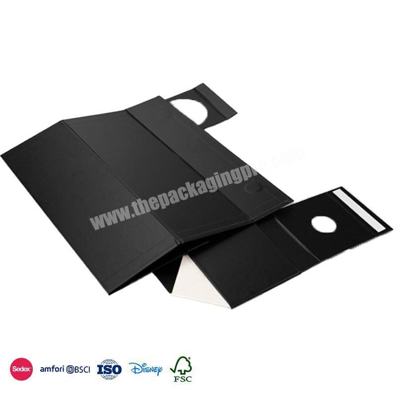 Wholesale High Quality Black with simple logo single bottle with fixed card slot wine paper folding box