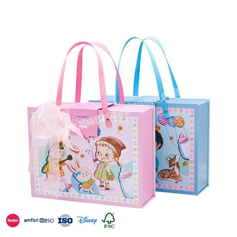 Wholesale High Quality Blue and pink backpack style design with creative suction buckle baby party box