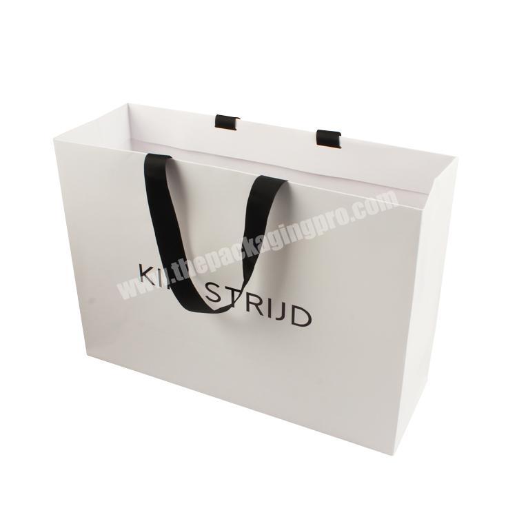 Wholesale Luxury Matte White Gift Shopping Paper Bag With Logo For Clothing Shoes  Custom Packaging Bag