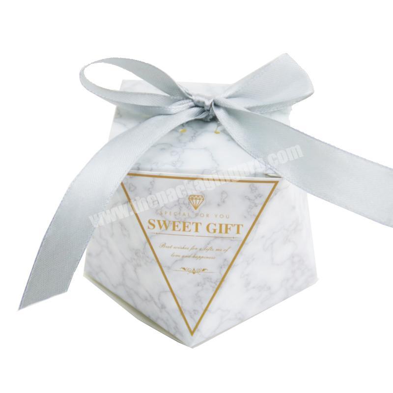 Wholesale OEM Gift Box Paper Wedding Favors Paper Candy Box With Ribbon Paper Candy Box For Guests