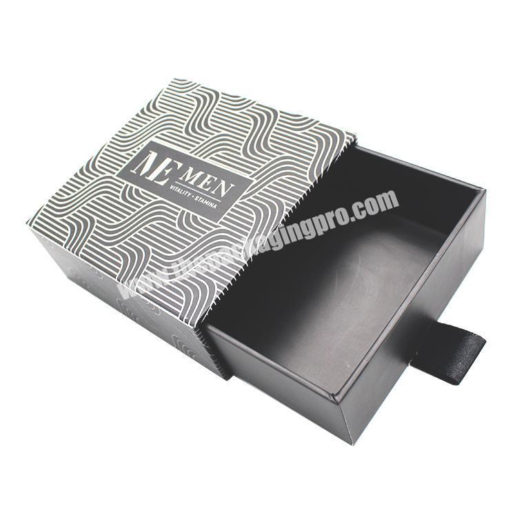 Wholesale black simple custom cardboard gift belt packaging drawer boxes