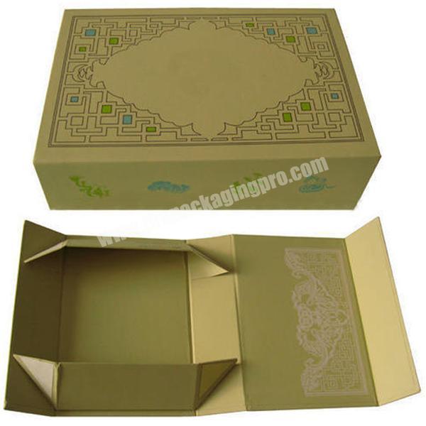 Wholesale custom high quality closure cardboard clamshell gift box luxury cardboard gold packaging foldable rigid box
