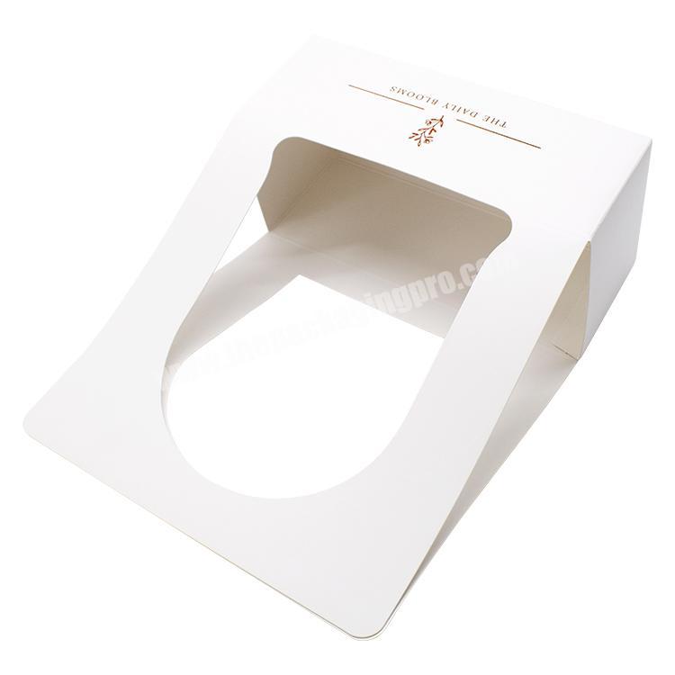 Wholesale custom logo durable cardboard paper flower gift box luxury rose flower packaging box with handle