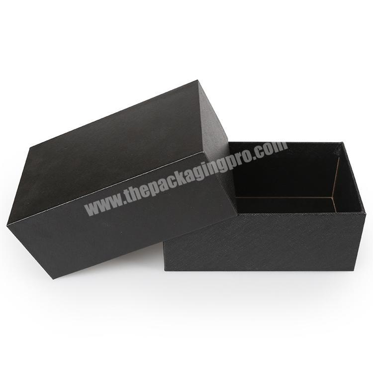 Wholesale custom logo embossed box packaging black lid and base two piece shoulder paper rigid gift box for tie belts
