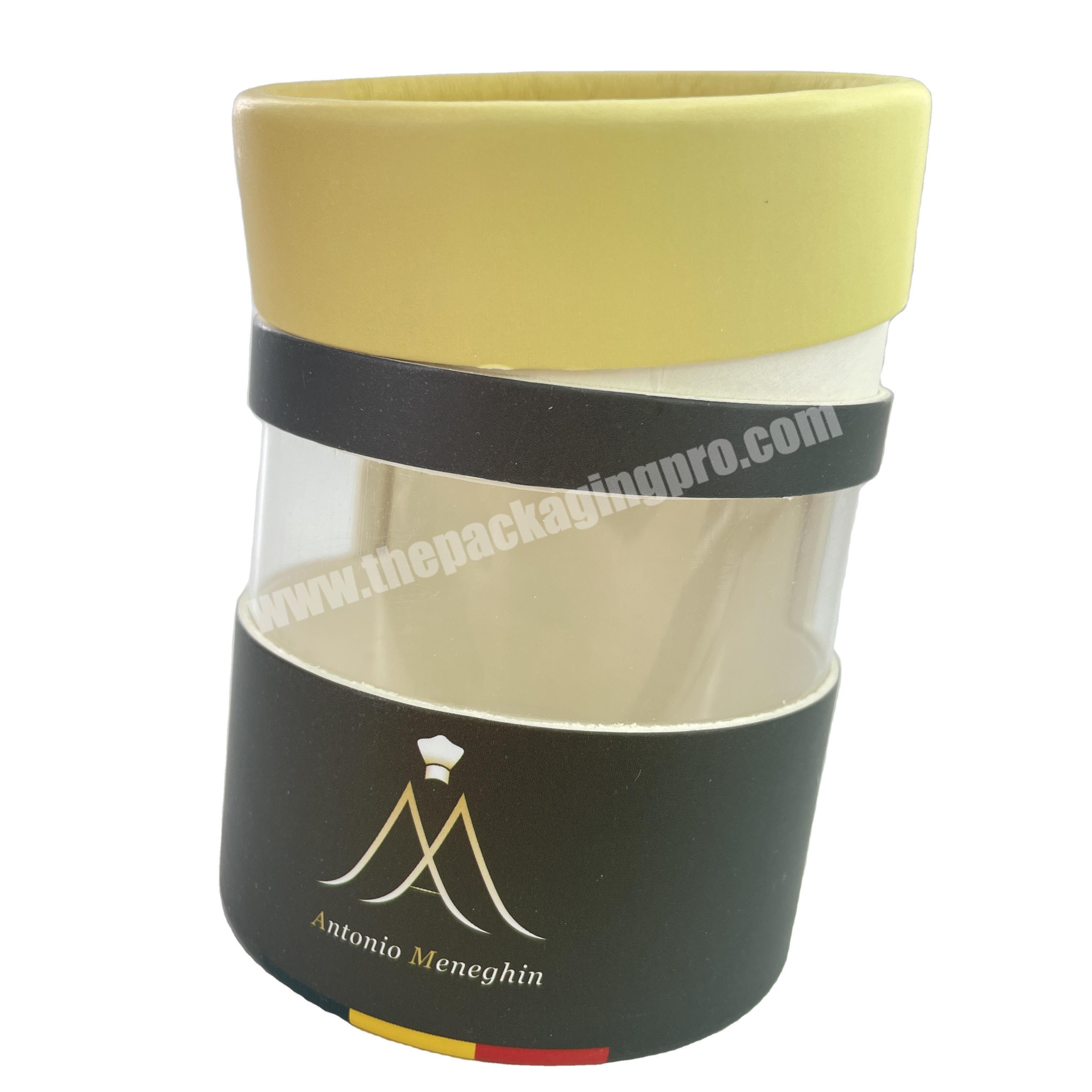 Wholesale custom logo supplier food grade cylinder cardboard packing tea spices paper tube with clear window