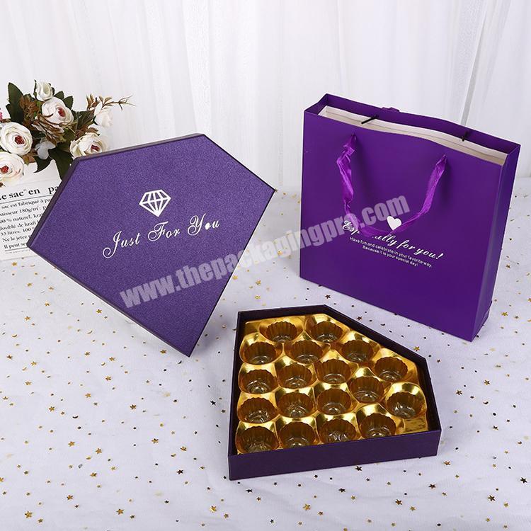 Wholesale custom luxury counter chocolate display box candy packaging diamond shaped chocolate box