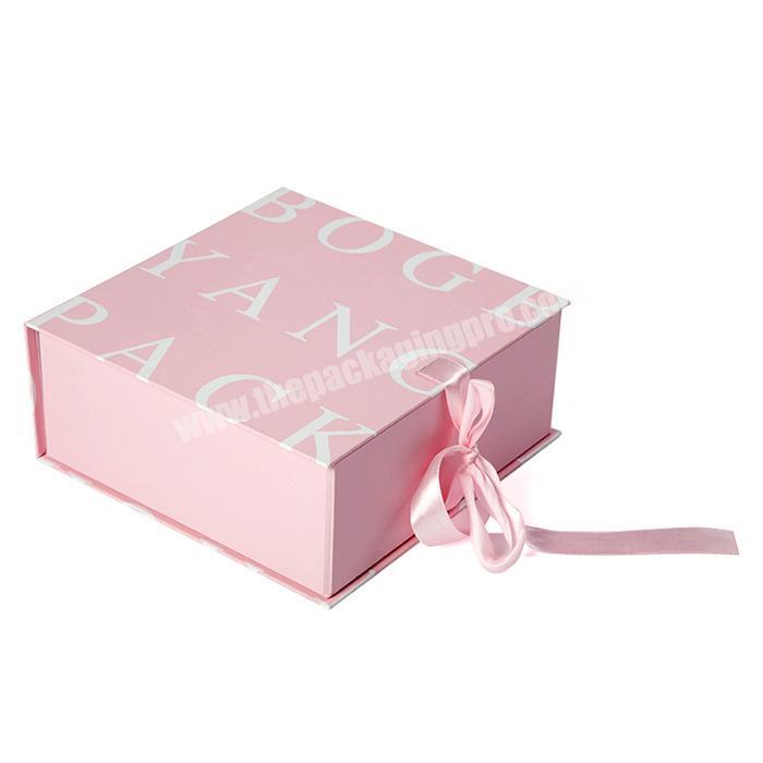 Wholesale custom luxury folding Matte cardboard gift box with ribbon closure