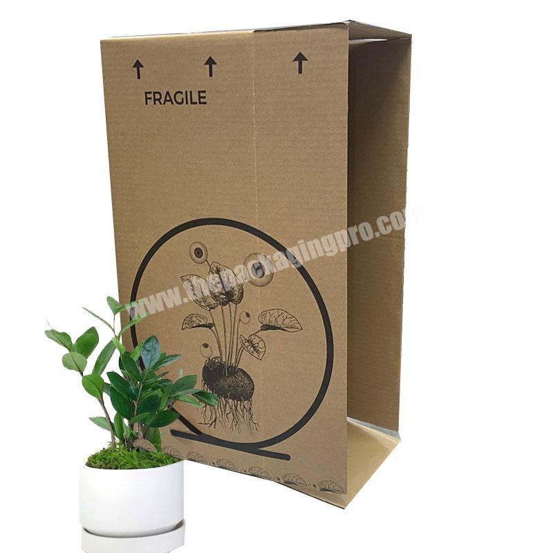 Wholesale custom made tuck up corrugated farm potted flower mint small pots plant packaging shipping box