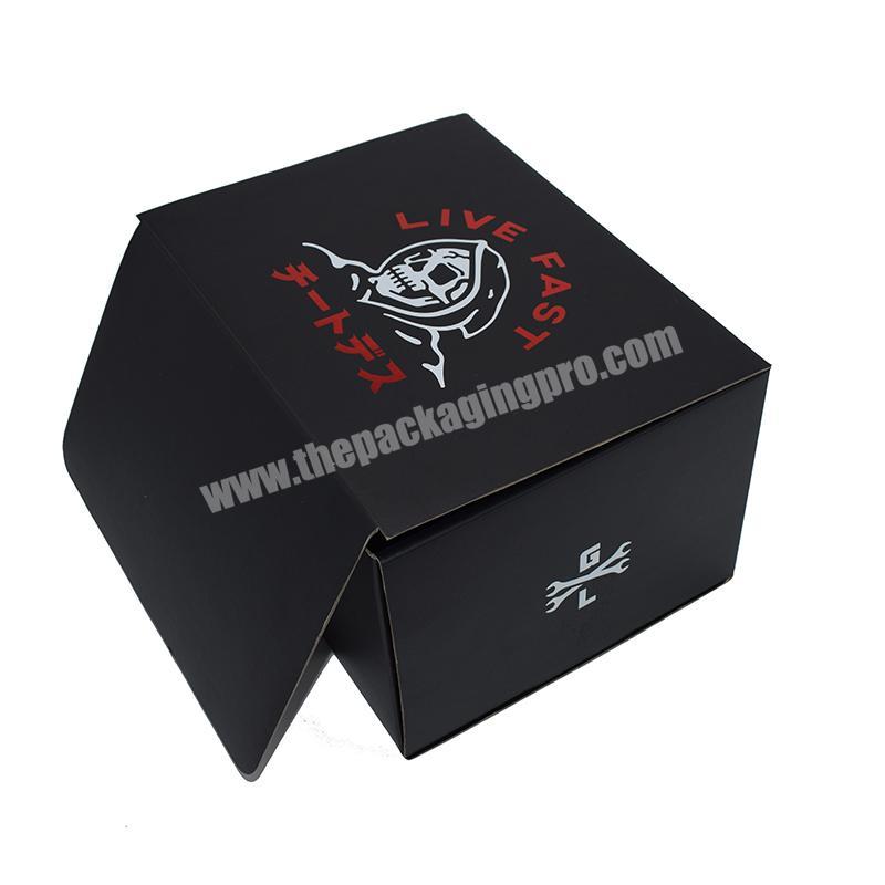 Wholesale design paper corrugated clothes gift packaging mailing box black shoe boxes with custom logo