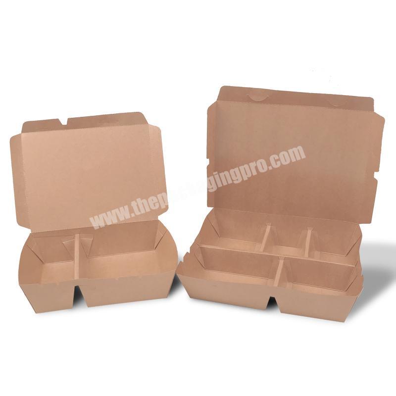 Wholesale  disposable biodegradable logo custom kraft paper multi-specification take-out meal box