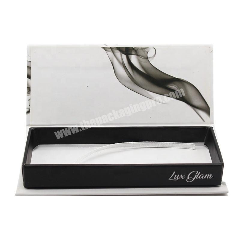 Wholesale high end private luxury fancy black paper lash box custom design logo magnetic lashbox packaging