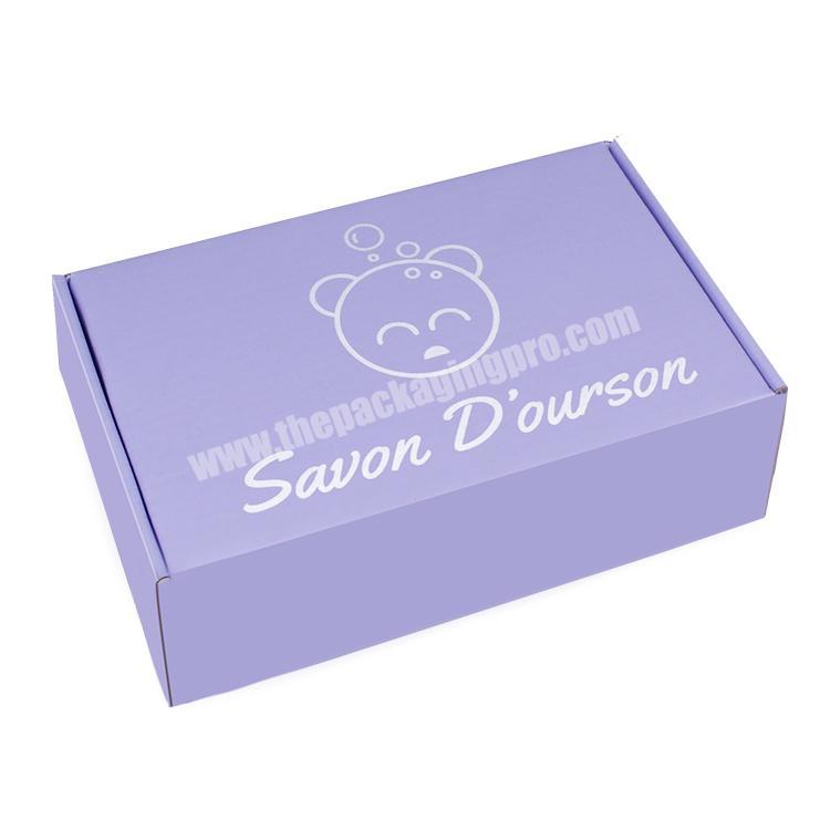 Wholesale high quality customized  purple gift  corrugated shipping packaging box with cartoon print